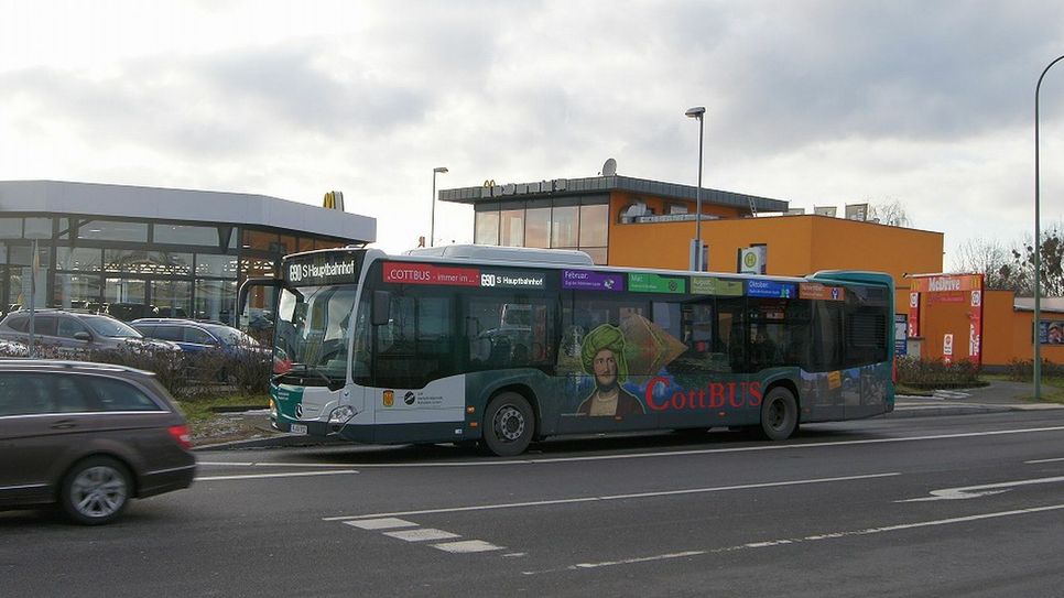 Dieser Bus wirbt für die Reize der Stadt Cottbus. Foto: PR