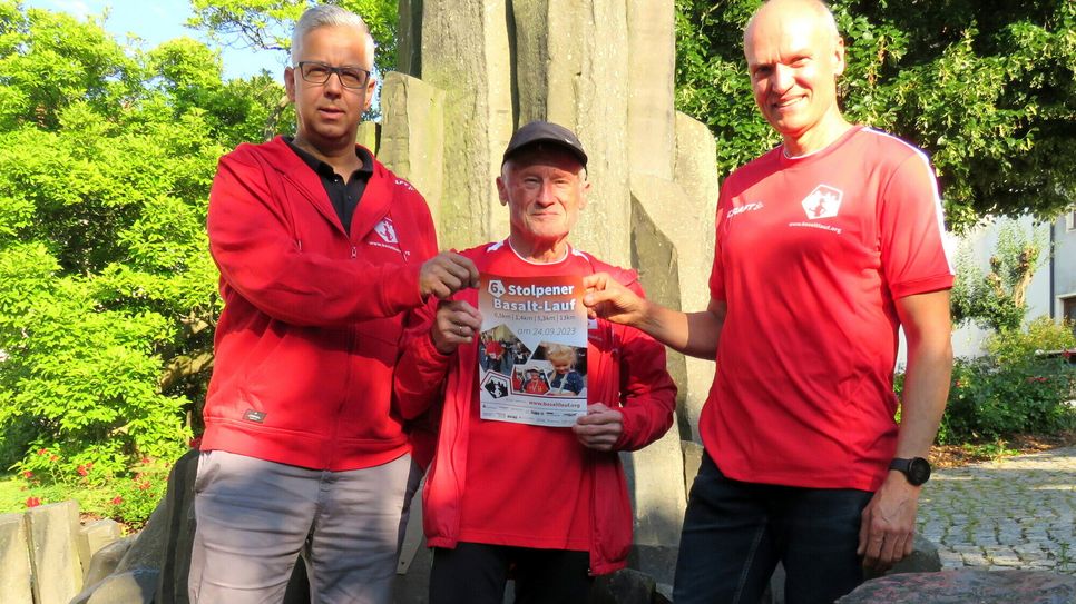 Torsten Friedrich, Christoph Müller und René Bardoux vom Organisationsteam des Basaltlaufs freuen sich auf viele Anmeldungen.