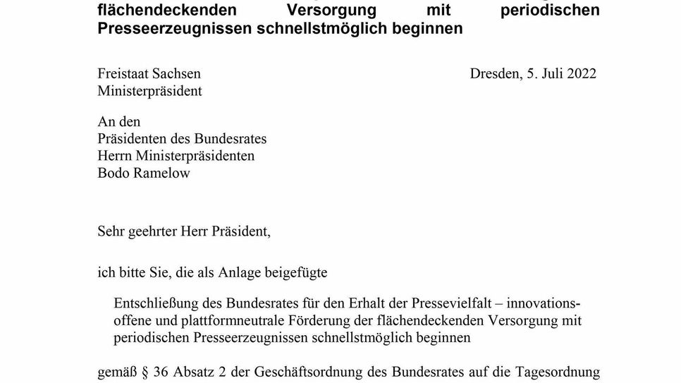 Antrag zum Erhalt der Pressevielfalt