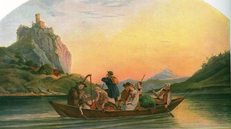 Überfahrt zum Schreckenstein - 1837 Ölbild Ludwig Richter.
