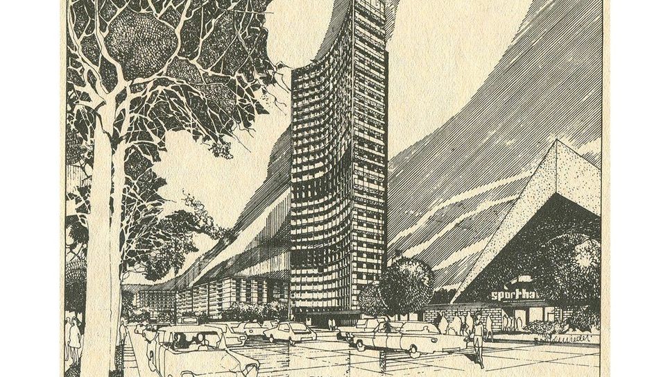Aufbauplan 1969 für Dresden: Blick von der Lennéstraße auf den Fucikplatz.