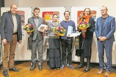 Oberbürgermeister Olaf Raschke, Preisträger Holger Metzig, Paula und Dr. Christian Knobloch, Carla Schmitz-Flöder und Baudezernent Albrecht Herrmann (v.l.).