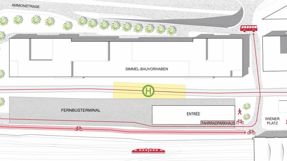 Entwurf des neuen Fernbusterminals / Architekten Knerer&Lang