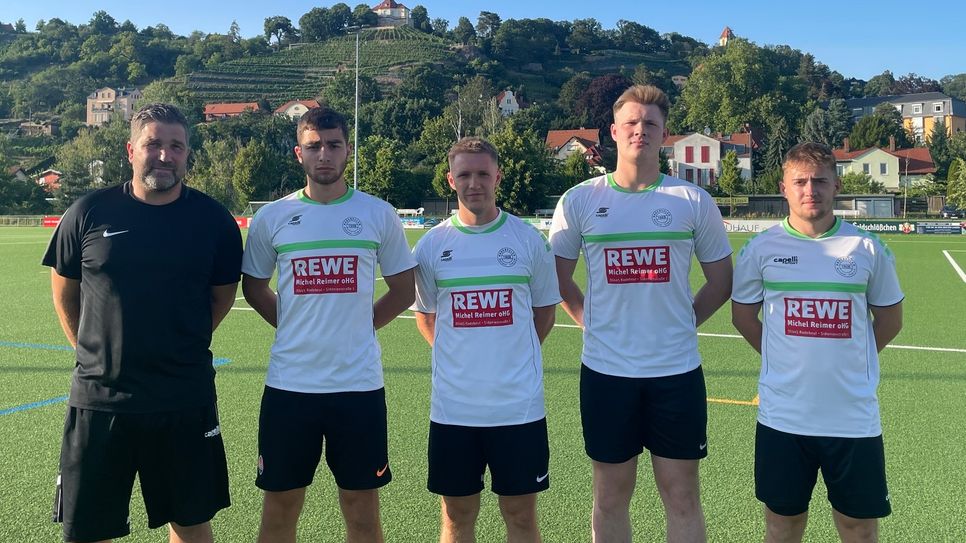 Trainer Daniel Wohllebe mit Erik Zuiev, Franz Josef Zech, Frederik Wagner und Malte Lauterbach (v.l.).