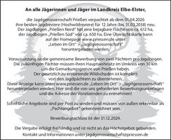 Jagdgenossenschaft Verpachtung