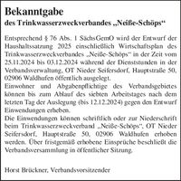 Bekanntg.Trinkwasserzweckv. Neiße-Schöps