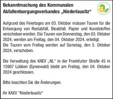 KAEV Verschiebung 03.10.24