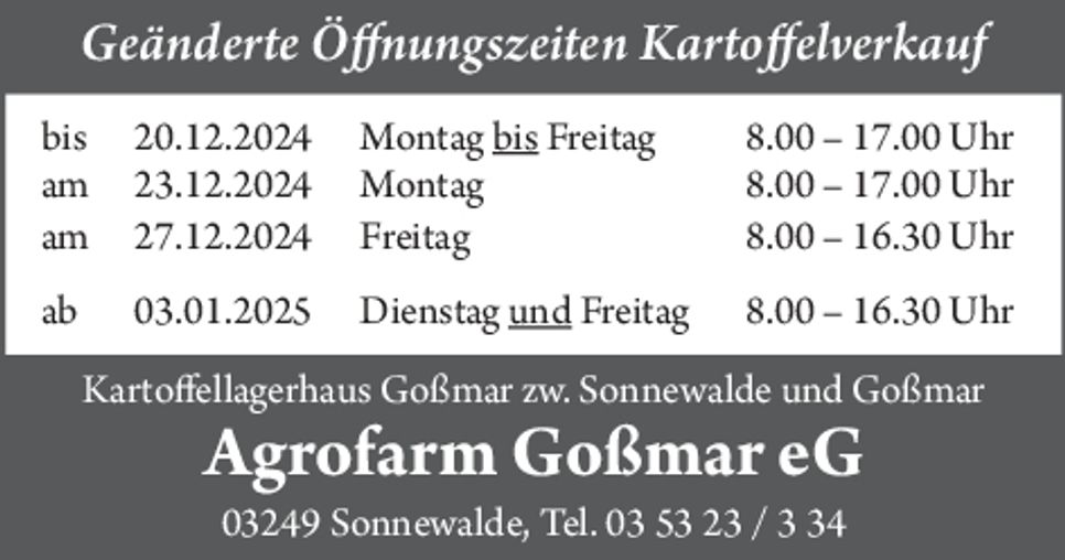 Agrofarm Kartoffelverkauf