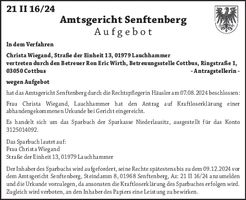 Aufgebot 21 II 16/24