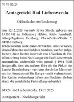 Öffentliche Aufforderung 70 VI 82/24