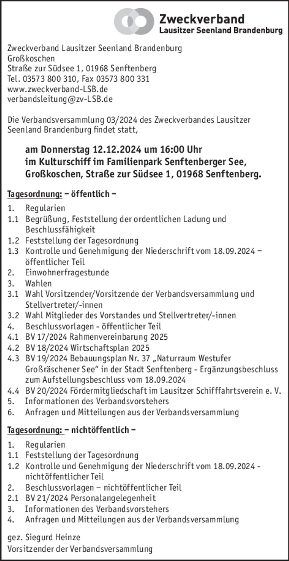 Verbandsversammlung 03/2024