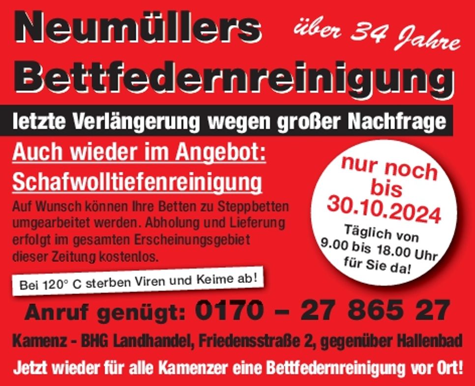 Bettfedernr. Neumüller  Kamenz