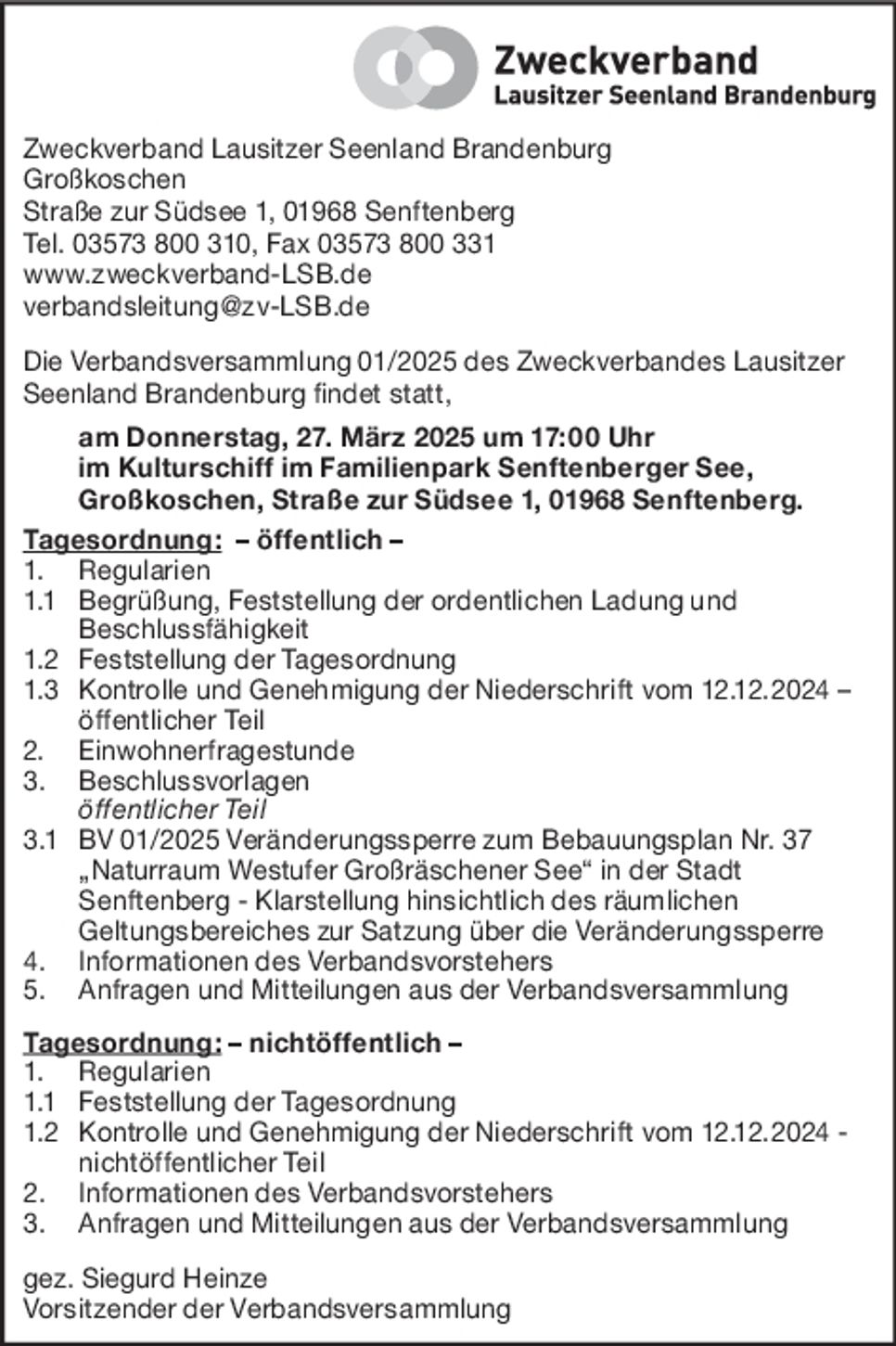 Verbandsversammlung 01/2025