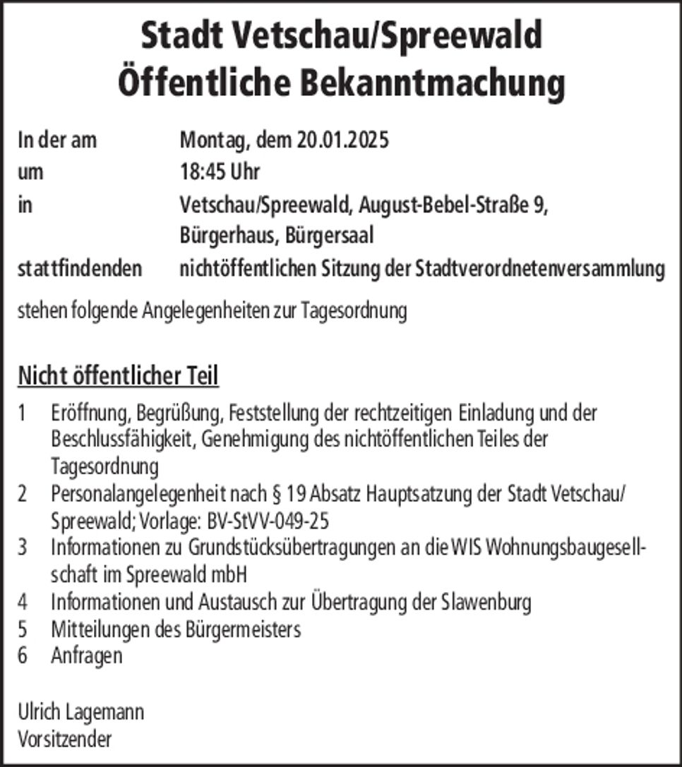 Stadt Vetschau-StVV 20.01.25