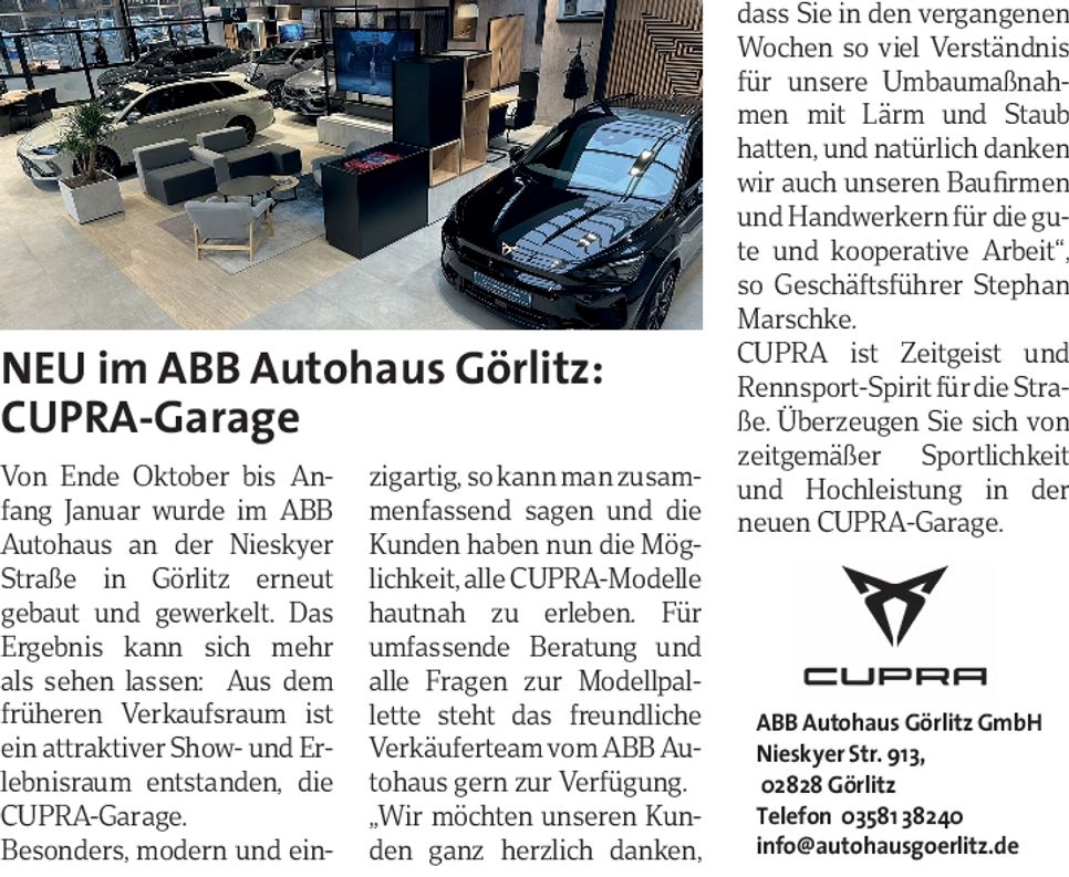 Schaufenster CUPRA Garage