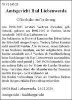 Öffentliche Aufforderung 70 VI 645/23