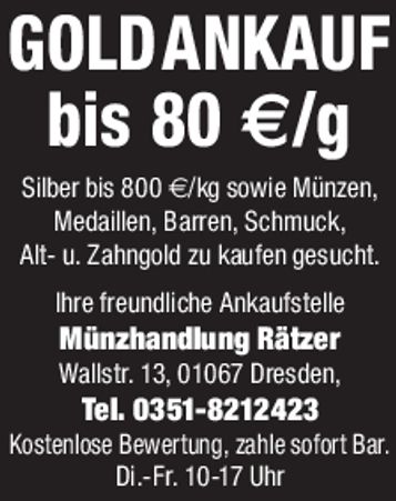 Goldankauf bis 80 €/g FTL/DW