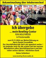 Bowlingcenter Inhaberwechsel