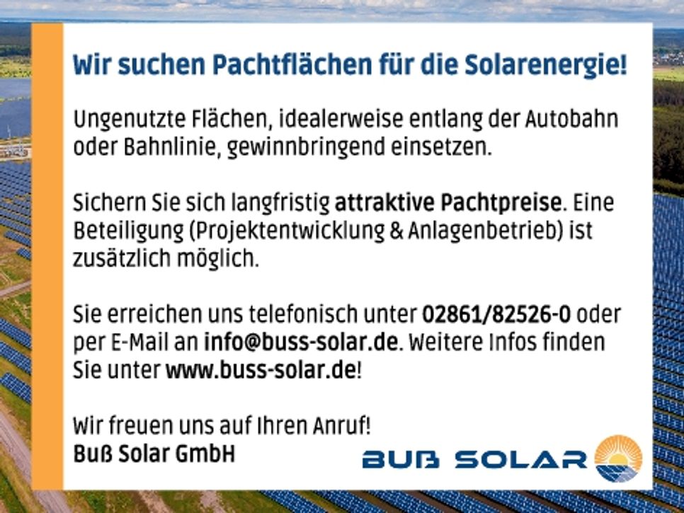 Pachtflächen für die Solarenergie