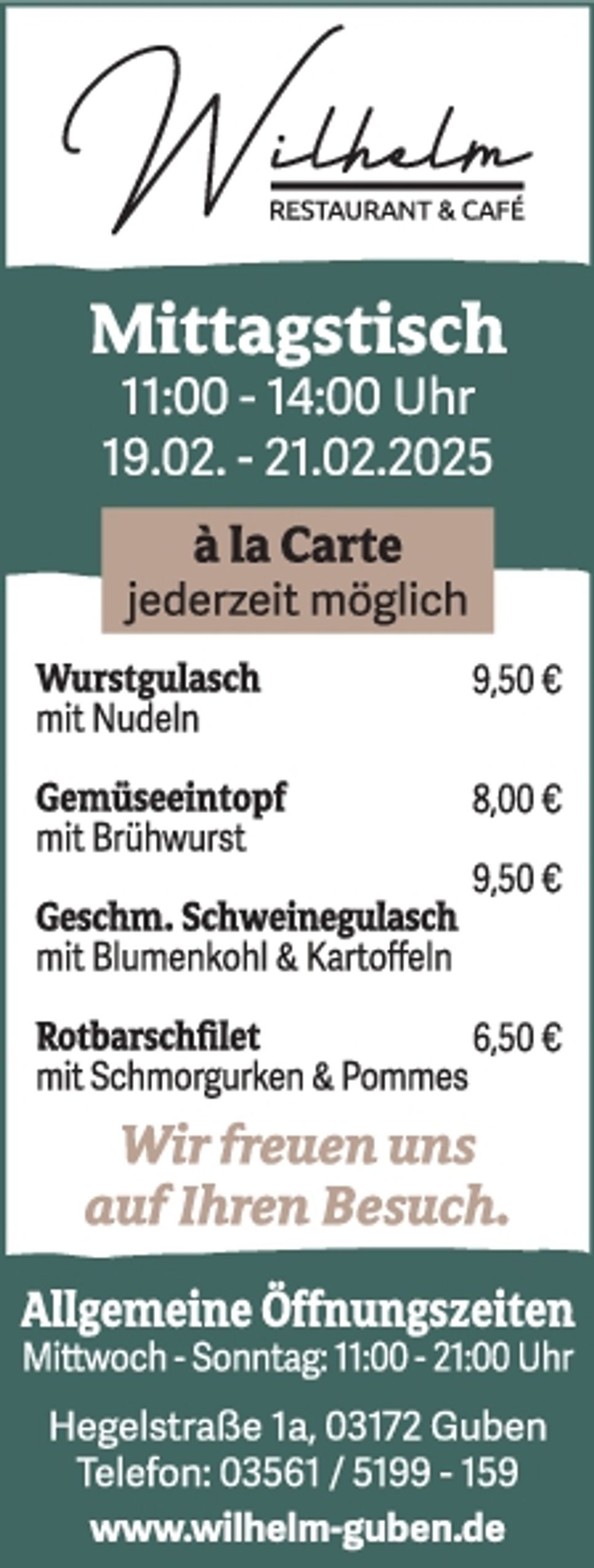 Titelseite Restaurant Wilhelm KW 8