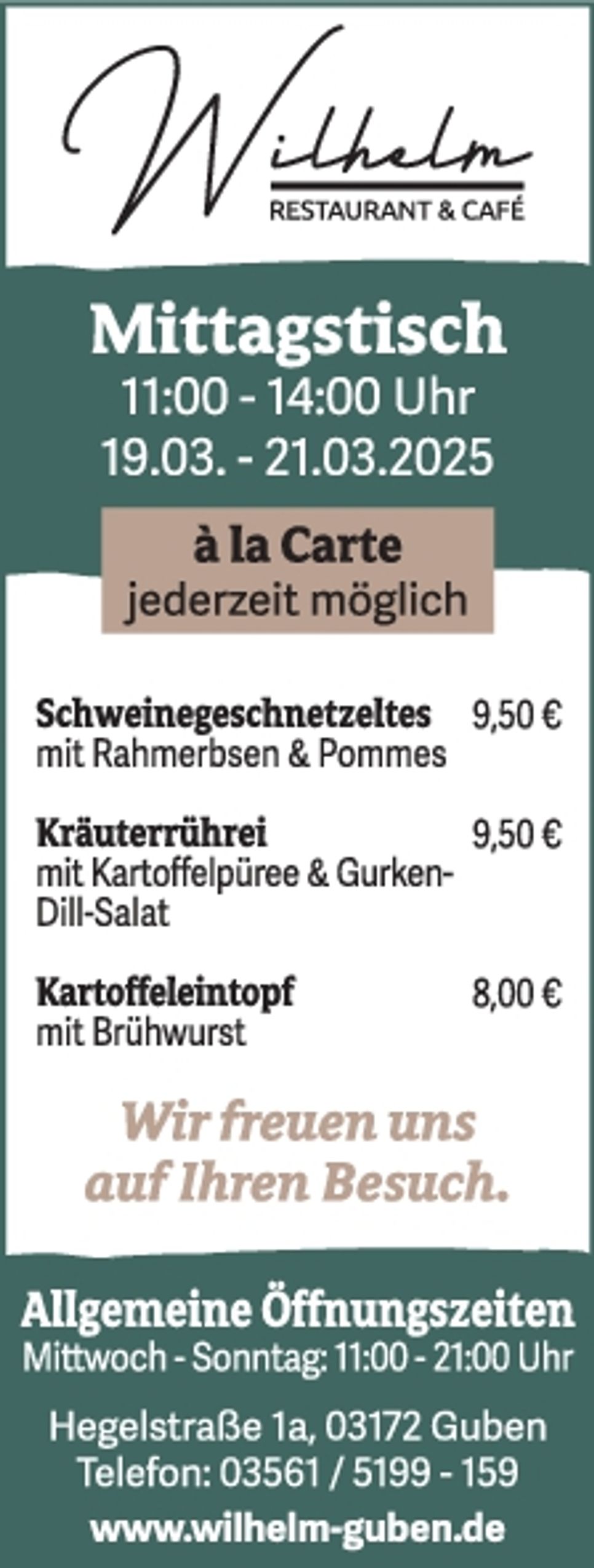 Titelseite Restaurant Wilhelm KW 12